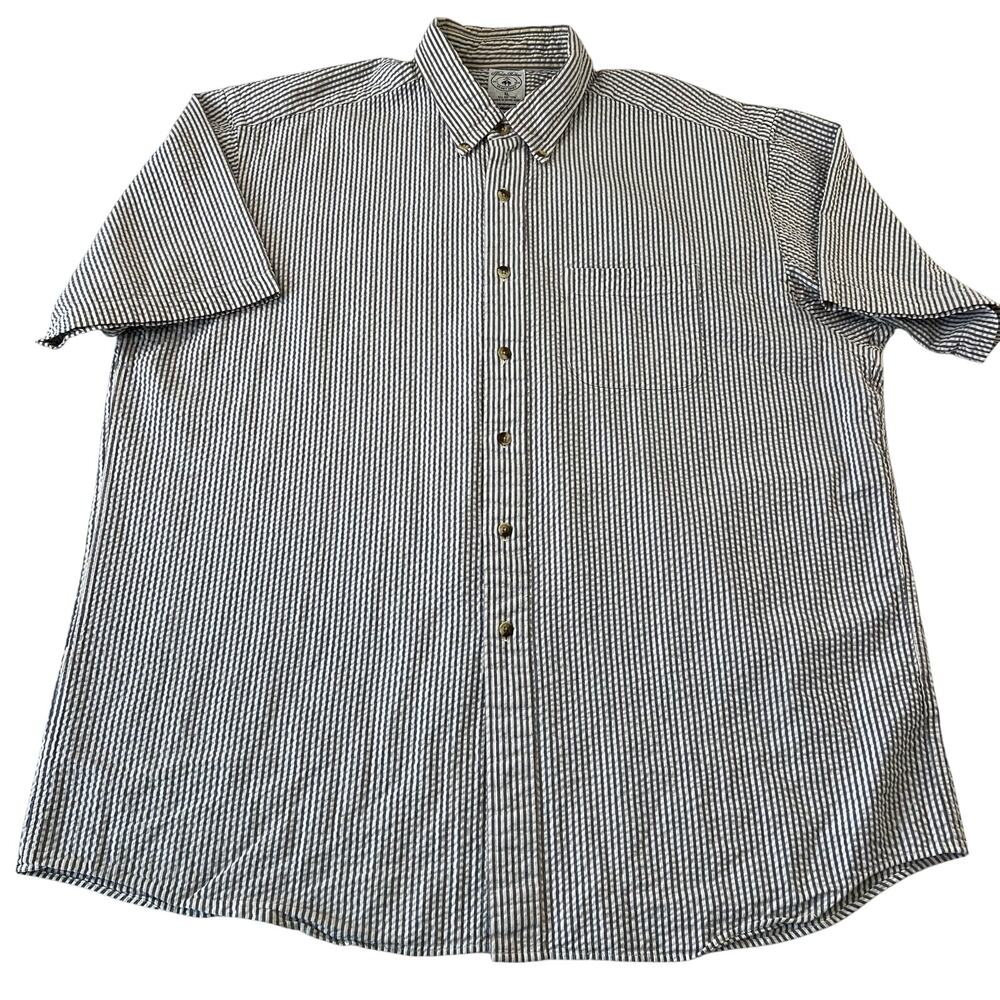 Brooks Brothers Blue pinstripes Textured Short Sleeve Button Down Men's XL